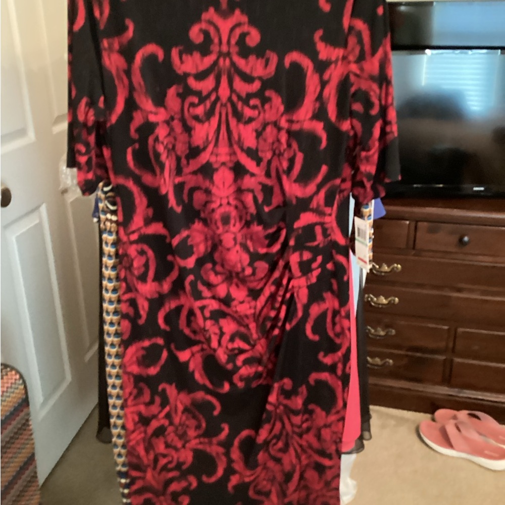 Connected Apparel Red and Black Dress
